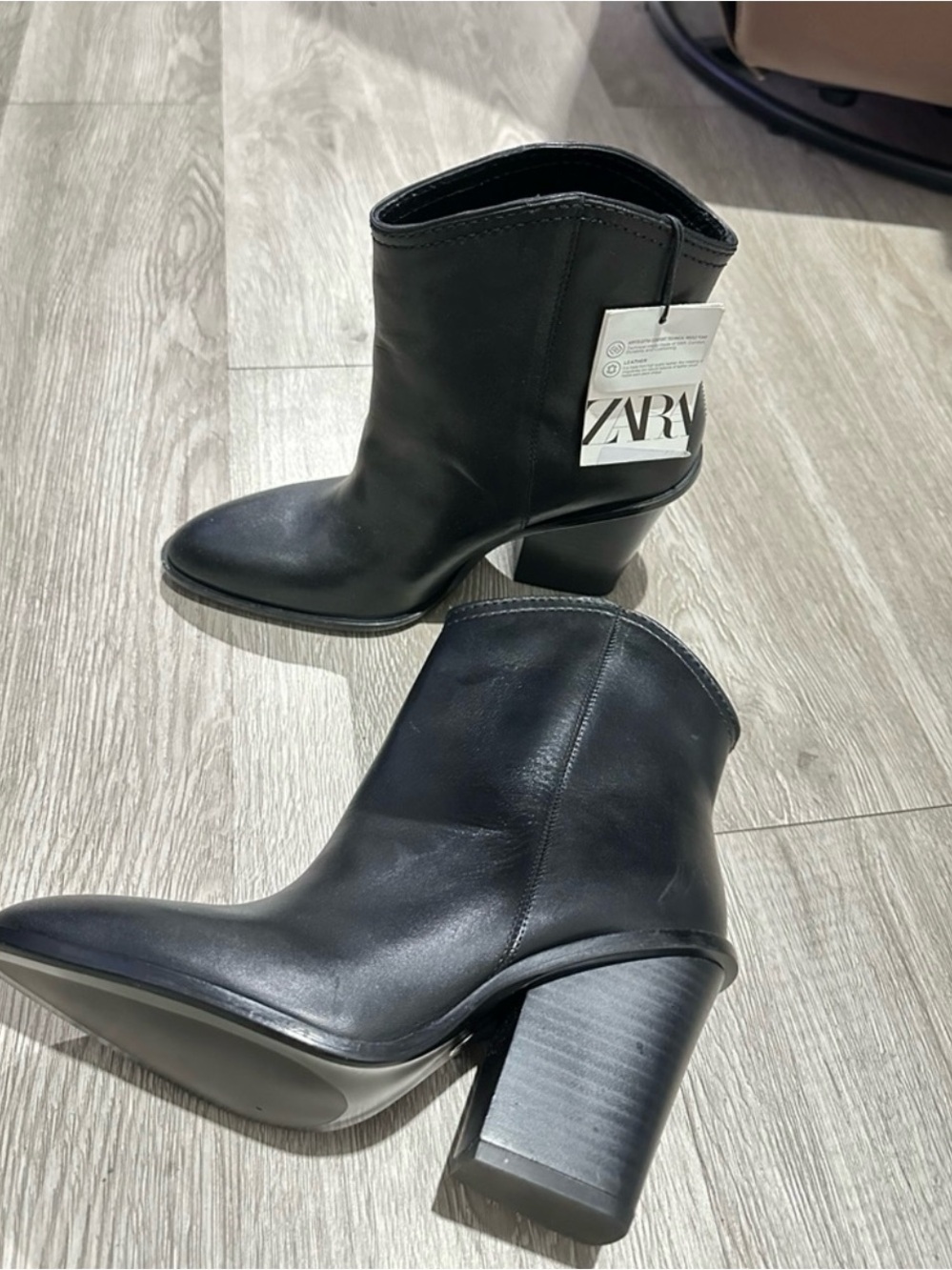 Womens Zara black leather boots